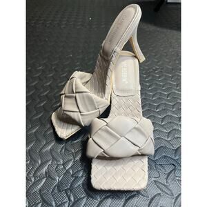 Cape Robbin Nude Woven Block Heel Mules